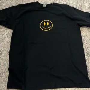 Black Jesus Tee with Yellow Smile Graphic